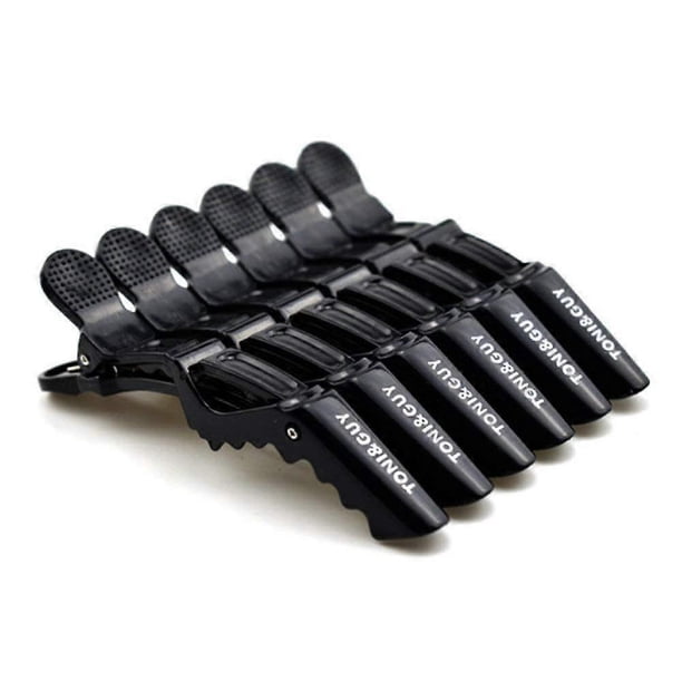 6 pinzas para el cabello negras con forma de cocodrilo para seccionar y peinar el cabello rápidamente, accesorios de salón duraderos.
