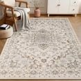 thumbnail image 2 of 4x6 Area Rugs for Living Room: Washable Rug Soft Vintage Distressed Floral Carpet Indoor Floor Non-Slip Stain Resistant Large Carpets for Bedroom Dining Room Farmhouse Nursery Home Office Brown Beige, 2 of 17