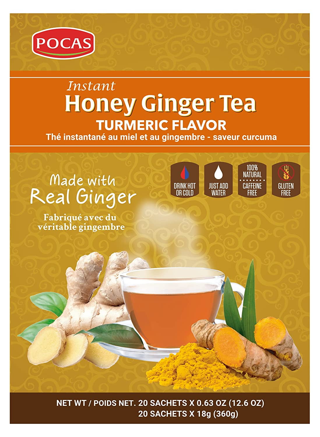 Pocas Honey Ginger Tea with Turmeric 20 Packs
