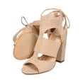 thumbnail image 4 of New Women Liliana Ilyse-2 Suede Peep Toe Elastic Lace Up Block Heel Sandal Size, 4 of 5