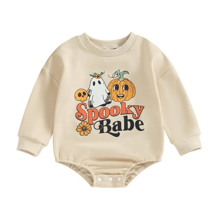 

Okbabeha My First Halloween Baby Girl Boy Outfit Funny Letter Print Sweatshirt Romper Pumpkin Onesie Infant Cute Clothes