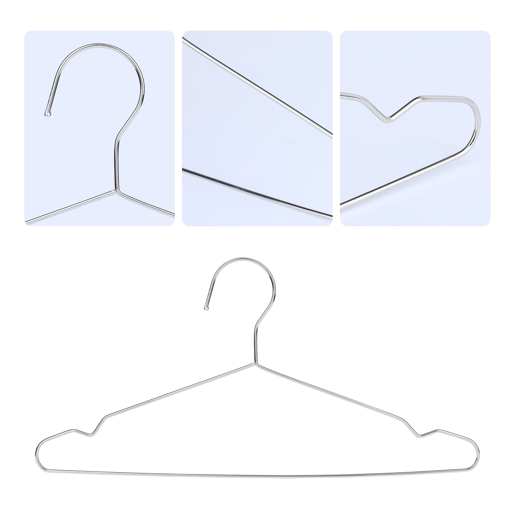 Unique Bargains Stainless Steel Hangers Space Saving Clothes Hangers Silver 10 Pcs