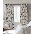 thumbnail image 2 of Grey Brown Botanical Blackout Curtains for Bedroom 45 Inch Length 2 Panels Set, Rustic Country Spring Floral Summer Leaf Thermal Energy Saving Window Treatment Curtains Blackout Drapes 52"x45", 2 of 8