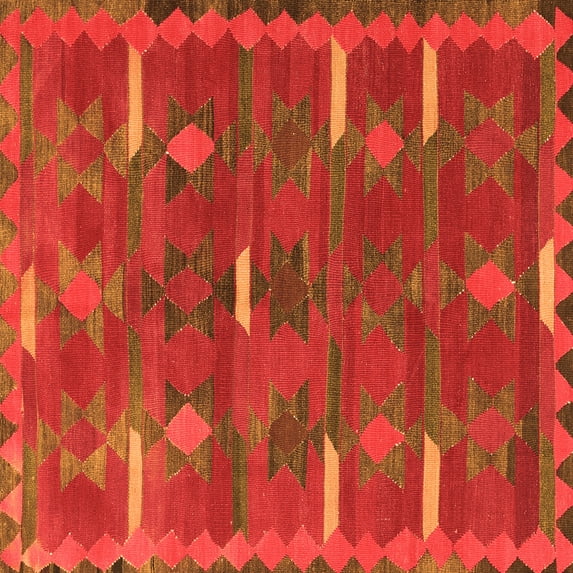 Ahgly Company Indoor Square Southwestern Orange Country Area Rugs, 4' Square