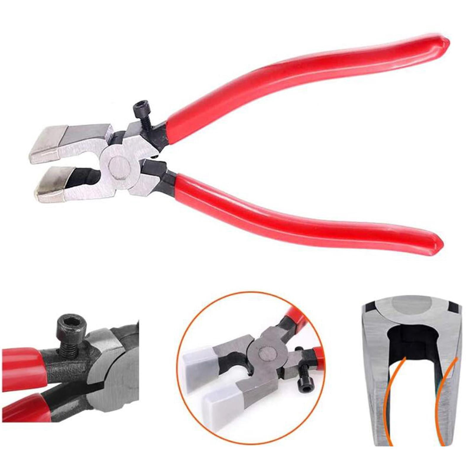Key Fob Pliers, Glass Cutting Tool, Grozing Pliers, Metal Glass Running Pliers, Glass Breaking Pliers for Mosaics, Tiles, Stained Glass 8inch Curved