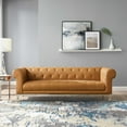thumbnail image 2 of Contemporary Modern Urban Designer Living Room Lounge Club Lobby Sofa, Leather, Tan Brown, 2 of 6