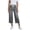 Grey, variant on BUWTTER Women's Casual Pants Casual Summer Capri Stretchy Straight Leg Wide Trousers with Elastic Waist Lightweight Denim Womens Slacks Black L
