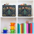thumbnail image 6 of Yayeee Canvas Storage Basket with Handles for Shelves Fabric Bins Closet Organizer, Navy Blue Peacock Pattern, 6 of 8