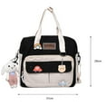 thumbnail image 2 of Japanese Hit Color Shoulder Bag  Multi-pocket Students Crossbody Handbag with Pendant for School Travel (Green), 2 of 10