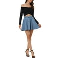 thumbnail image 2 of INSPIRE CHIC Women's Summer High Waist A-Line Mini Denim Skirt with Belt XS Light Blue, 2 of 6