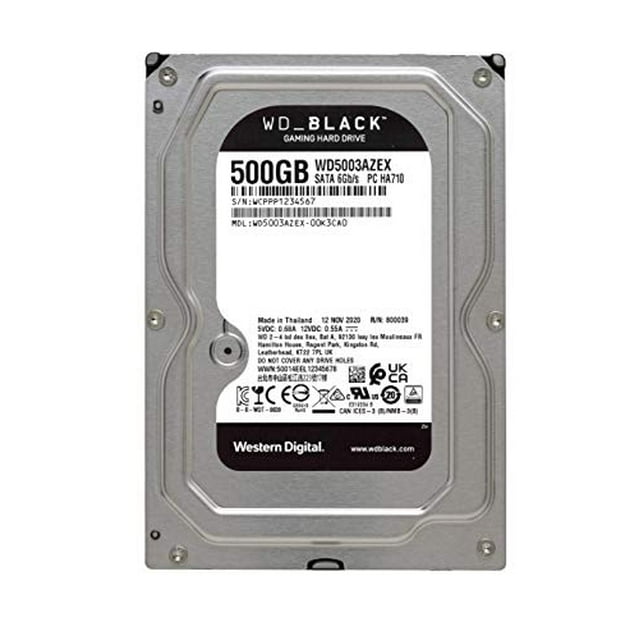 Western Digital 500GB WD Black Performance Hidd interno HDD - 7200 RPM, SATA 6 GB/s, Cache de 64 MB, 3.5 " - WD5003AZEX