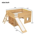 thumbnail image 2 of Harper & Bright Designs Full Size Low Loft Bed with Slide and Storage Shelves, Playhouse Wooden Low Loft Bed Frame with Door and Window, Natural, 2 of 13