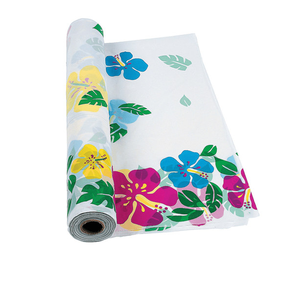 Fun Express Printed 100 ft. x 40" Modern Tropical Floral Plastic Tablecloths