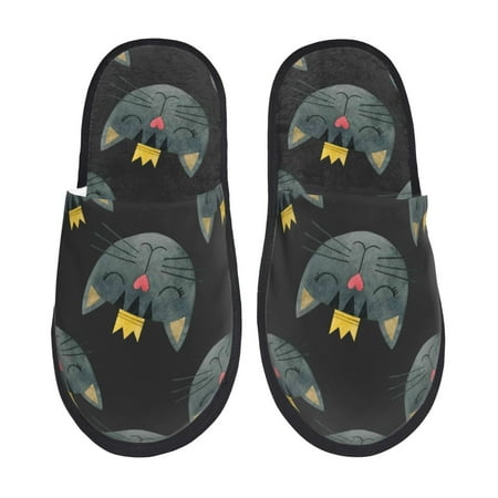 

Yiaed Faces Of The Cat Print Unisex House Slippers Slip on Warm Shoes Indoor Outdoor with Anti-slip sole-Large