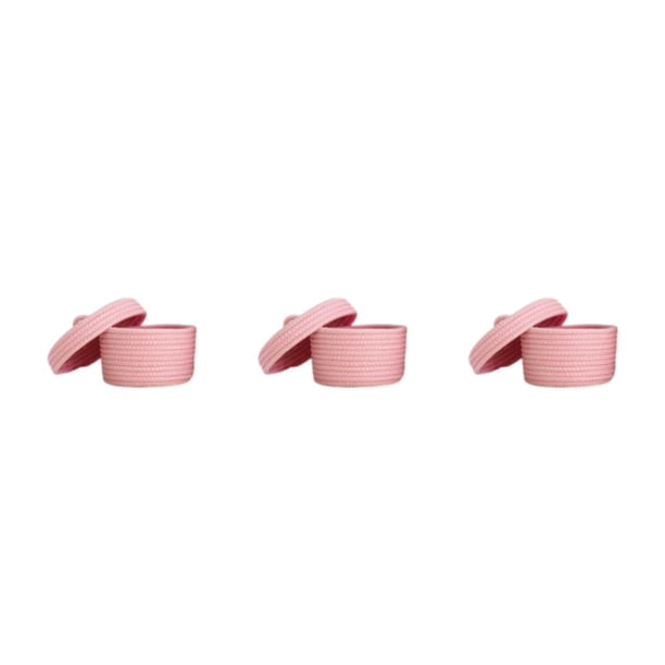 Cestas de Almacenamiento Wosthever Tejidas Rosa con Tapa L
