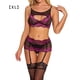 thumbnail image 1 of Conjunto de lencería de encaje sexy para mujer, ropa interior de malla hueca, sujetador, ropa de dormir, púrpura, XL Methold XX000092-19, 1 of 7