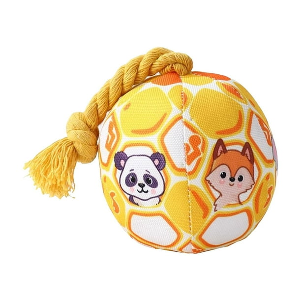 Juguete duradero Methold para perro tipo bola chirriante de felpa amarillo