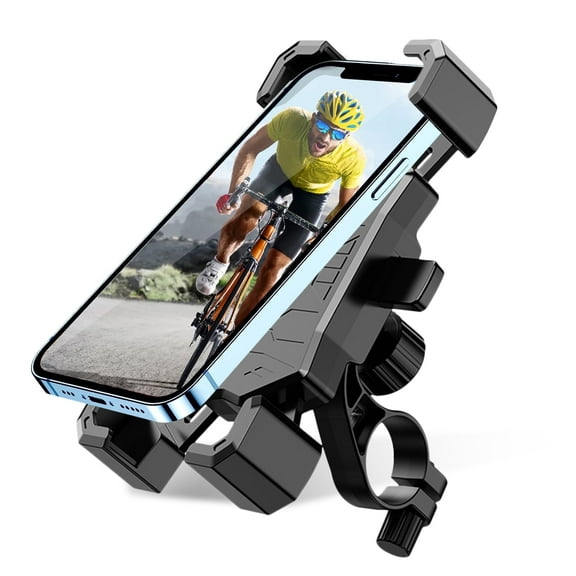 GEVSYUE Universal Bike Phone Mount with Easy Lock, 360° Rotation, One-Hand Operation – Black