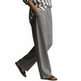thumbnail image 4 of GUACER Cotton Linen Wide Leg Pants for Women Drawstring Waist with Pockets Casual Summer Trousers, 4 of 6