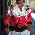 thumbnail image 1 of Camisa de hombre con estampado floral y solapa para exteriores, camisa de calle de manga larga, ropa de calle diaria, diseño de botones de moda 2024, 1 of 6