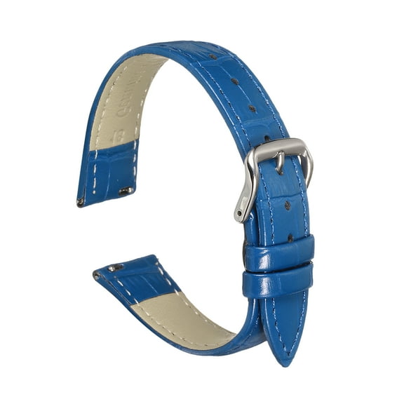 Uxcell Quick Release Leather Watch Band 18mm Embossed Pattern Leather Watch Strap Replacement for Men Women, Blue