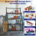 thumbnail image 2 of Garage Sports Equipment Organizer - Ball Storage Rack Heavy Duty Steel Ball Storage with 360 Rotaing Casters, Sports Organizer for Garage, Ball Rack for Basketball, Indoors and Outdoors, 2 of 7