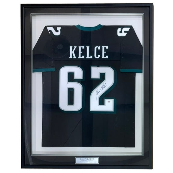 Jason Kelce Philadelphia Signed Framed Black Football Jersey PSA ITP Hologram