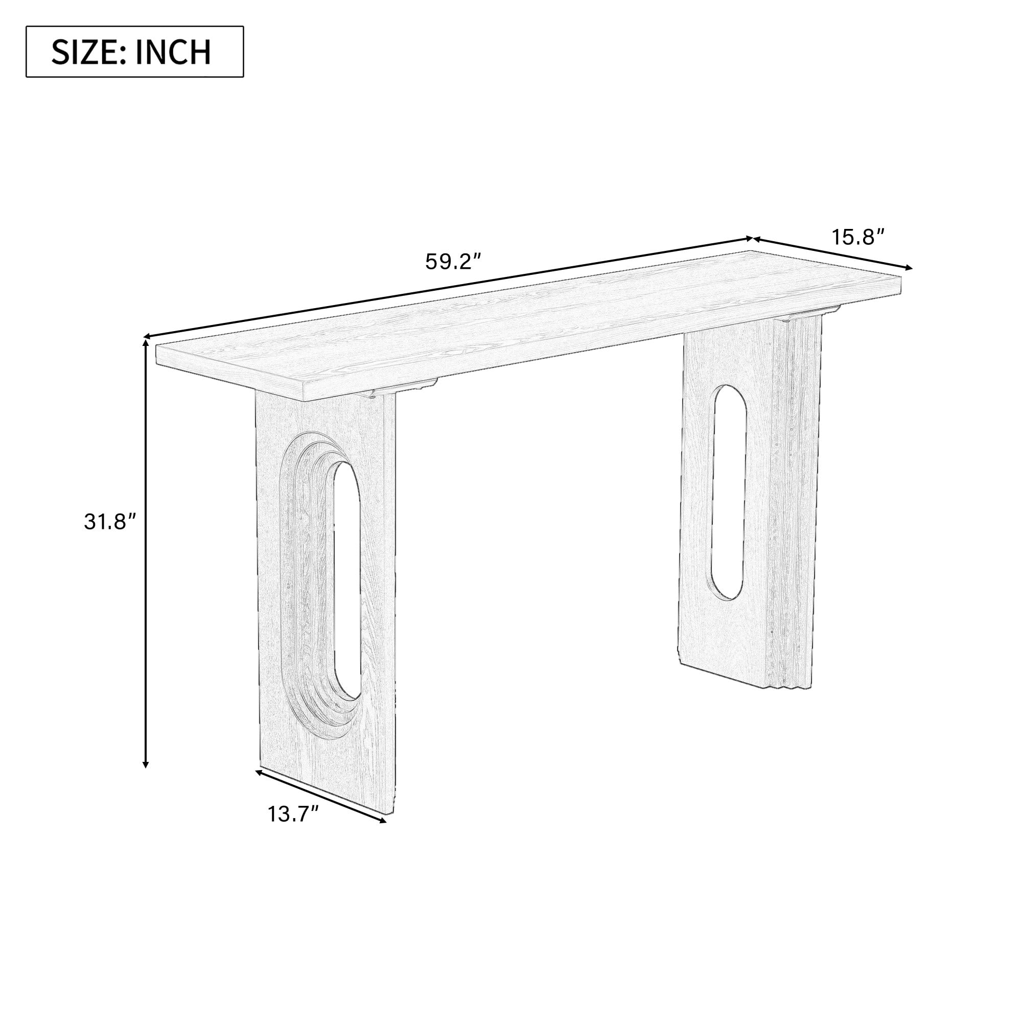 59" Console Table,Wooden Sofa Table Entryway Table with Distinctive Round Hollow Legs for Hallway, Entrance, Living Room, Bedroom,Black