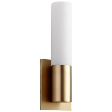 14.38 Inch 11.9W 120V 1 Led Wall Sconce-Aged Brass Finish-Satin Opal Glass Color Oxygen Lighting 3-528-140
