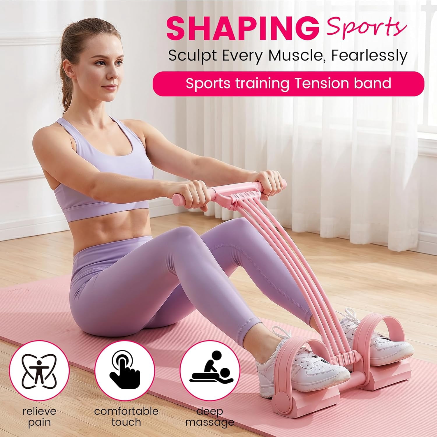 Pedal Resistance Band with Handle, 2026 New Upgraded 8-Tubes Manual Tension Training Pedal, Multifunction Rubber Foot Fitness Bands for Abdomen, Waist, Arm, Leg