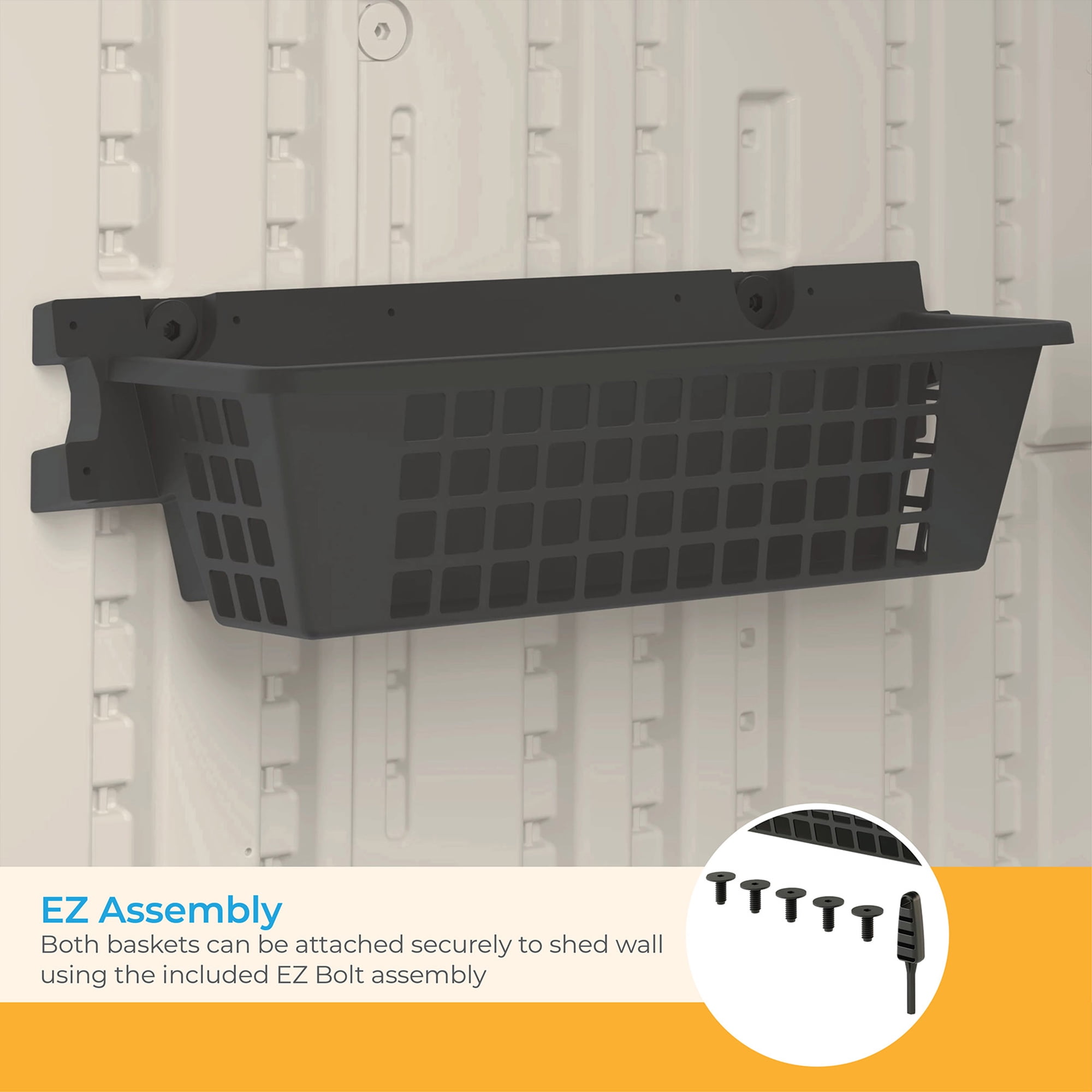 Suncast 8 Pack 25 x 7.25 Inch Resin Basket Accessory for Outdoor Shed, Black
