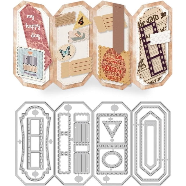 Troqueles de corte de tarjetas plegables 3D de acero al carbono, plantillas para troqueles, marcos trípticos, plantillas para repujado y scrapbooking