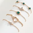 thumbnail image 4 of HongHeng 5Pcs Gold Chain Statement Bracelet for Women Green Crystal Tiny Rhinestone Bracelet Vintage Infinity Butterfly Heart Bracelet Dainty Jewelry Gift, 4 of 8