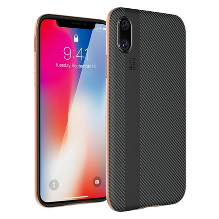 Slp Carbon Fiber - iPhone X Case Luxury Non-Slip Hybrid Rugged Shockproof Slim Carbon Fiber Hard Bumper Protective Case Cover for Apple iPhone X / 10 - Rose Gold