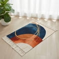 thumbnail image 3 of Navy Blue Burnt Orange Bathroom Rug 2'x3', Boho Art Modern Geometric Low Profile Front Entryway Rug with Tassels, Woven Cotton Washable Kitchen Mat Carpet for Foyer Bedroom Back Door Decor, 3 of 9