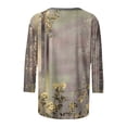 thumbnail image 5 of YUGYXL Summer 3/4 Length Sleeve Shirt for Women Vintage Flower Printed Loose Tshirts Trendy Crew Neck Lightweight Tees Ladies Soft Tunic Clothes Going Out Shirt, 5 of 5