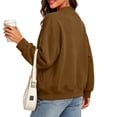 thumbnail image 5 of Hurxie Women Sweatshirt Cardigan Open Front Jacket Oversized Lightweight Loose Fit Pocket Casual Athleisure Outerwear Khaki,S, 5 of 7