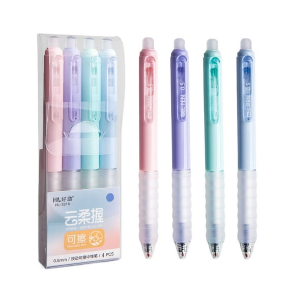 Konghyp 4Pcs 0.5mm Click Erasable Pen Refills, Heat Erasable Technology, Comfortable Grip, Easy Correction, Versatile Colors, Perfect for Professionals, Artists, Writing & Drawing