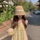 thumbnail image 5 of Sombrero de pescador de verano para mujer, transpirable, con flores pequeñas y hierba huecas, de 56 a 58 cm de circunferencia, gorro de lavabo, gorro protector solar, 5 of 6