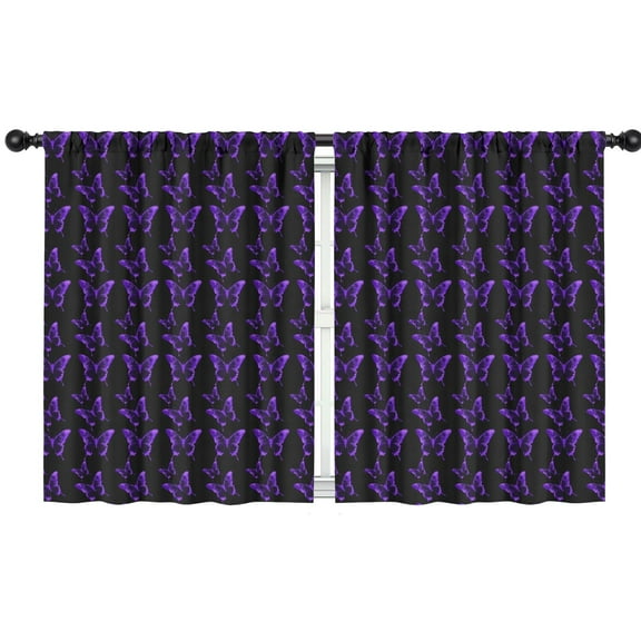 Blackout Kids Curtains,Purple Butterfly Pattern Childrens Insulated Curtains Set Of 2,Bedroom Essentials,Toddler Room Decor 42"x54"