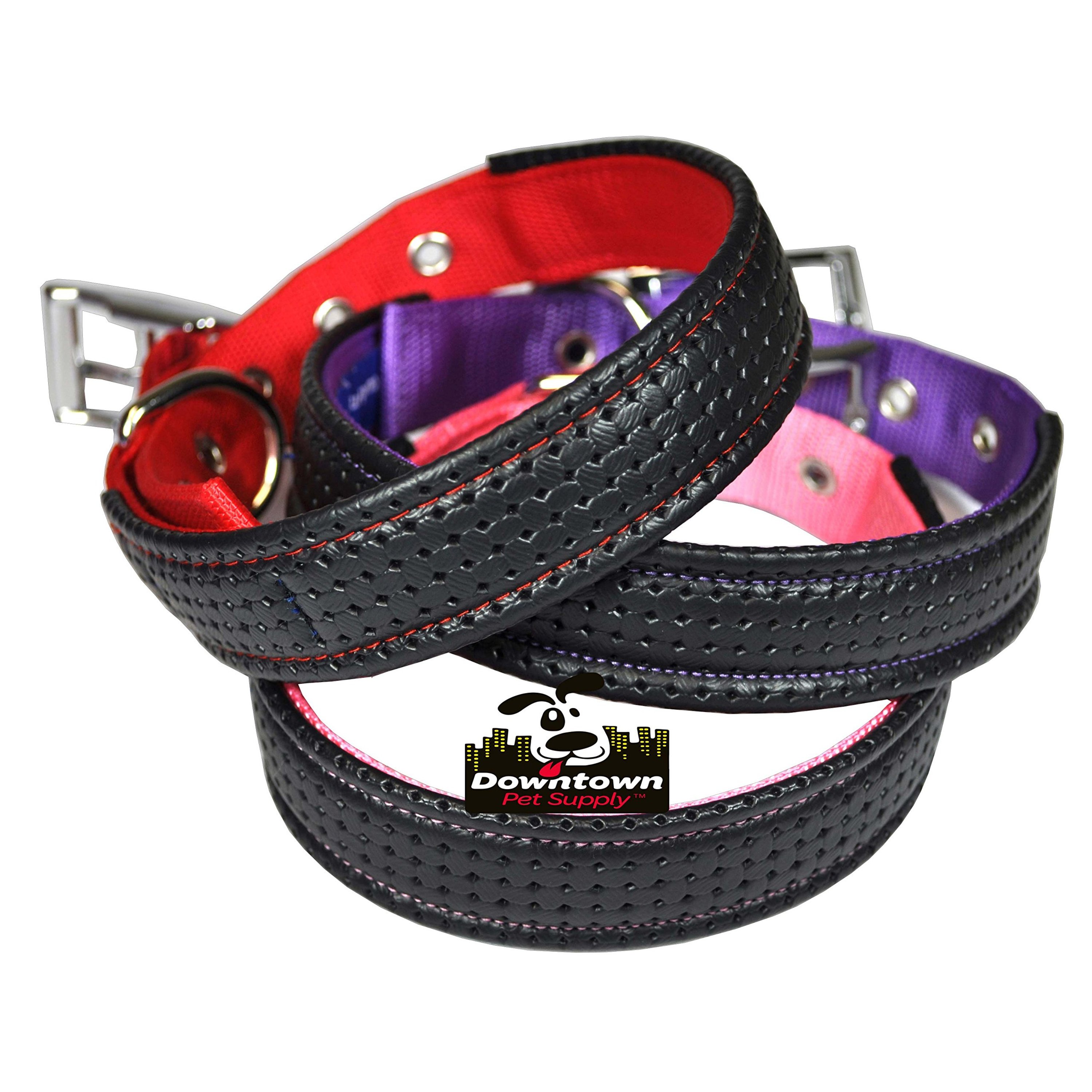 Downtown Pet Supply Padded Dog Collar, Purple, Large photo 3