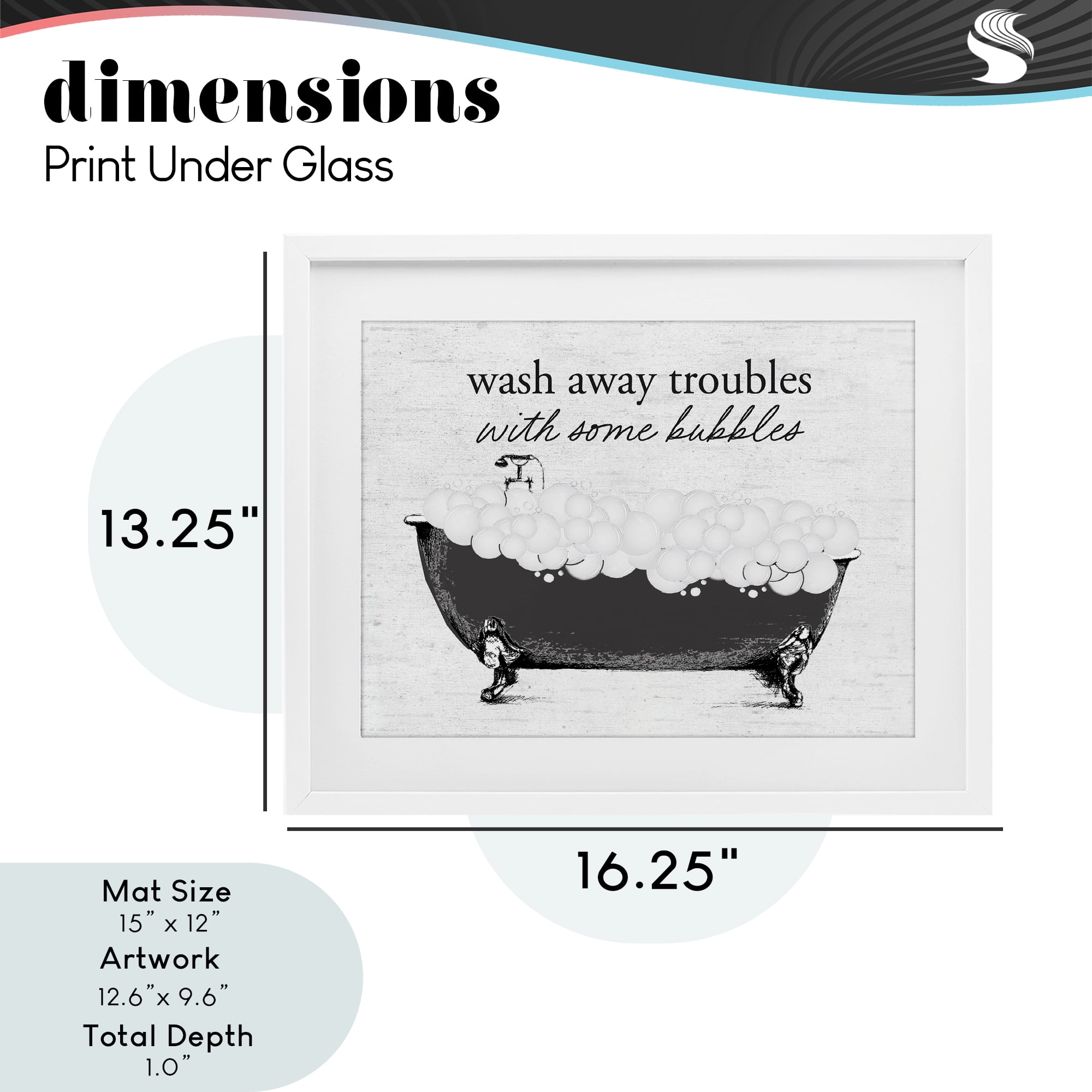 Uplifting Bubble Bath Rhyme White Framed Print Under Glass, design by Lettered and Lined