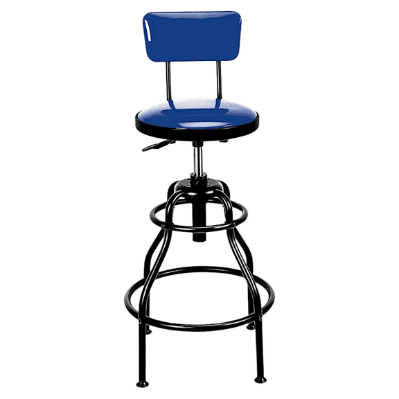 Adjustable Shop Stool with 360° Swivel Seat, 275 lb Capacity, and Comfortable Lower Back Support, Blue.