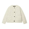 thumbnail image 2 of Njdvhb Parka d'Hiver à Manches Longues pour Femmes, Veste Matelassée Décontractée Sans Capuche à Col Rond avec Boutons et Poches, 2 of 5