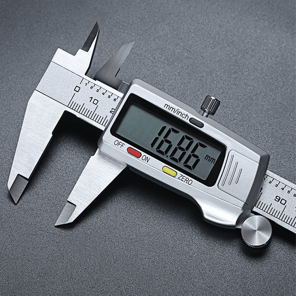 Perpetual PMU Silver 6 Inch Digital Caliper - 150mm Stainless Steel Vernier Caliper with Large LCD Screen, High Precision Micrometer Measuring Tool for Depth, Inner, Outer Diameter & Step