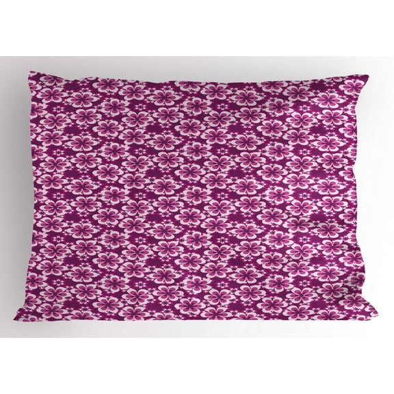 Ambesonne Purple Pillow Sham, Botany Themed Petals, 26" X 20", Fuchsia Purple