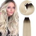 thumbnail image 1 of Lacer Cinta en extensiones de cabello Cabello humano teñido por inmersión Ombre Marrón más oscuro a rubio platino Sin costuras Pu Trama de piel Cabello natural 20 pulgadas Cinta invisible en extension, 1 of 1