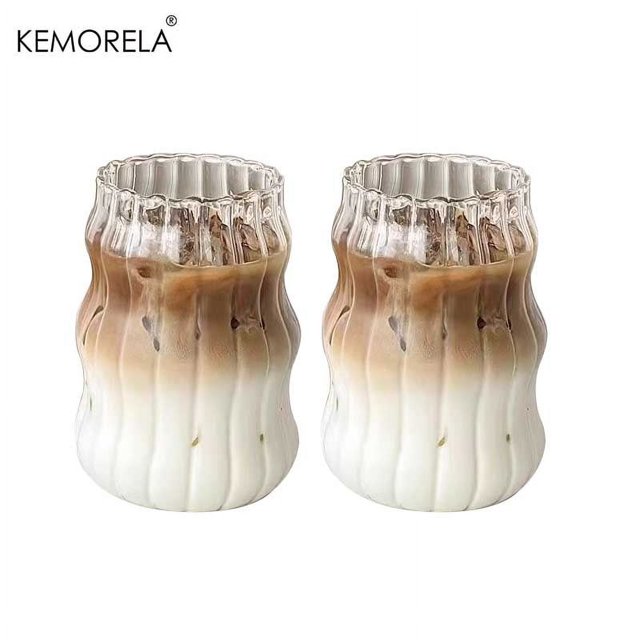 Taza de cristal INS, vaso resistente al calor, transparente, té, jugo, leche, café, vasos de agua para el hogar, taza de cerveza a rayas, 2/4/6 Uds.