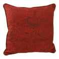 thumbnail image 1 of 25-inch Double-corded Patterned Tapestry Square Floor Pillow with Insert, Scrolled Floral Red, 1 of 2