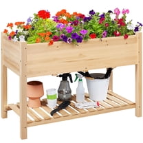 Alden design 2 Tiers Wood Elevated Raised Garden Bed Planter Box for Vegetables Flowers Herbs Outdoor/Indoor